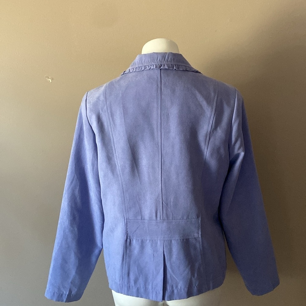 Parisian Works Women’s Lavender Faux Suede Ruffle Jacket Size Large Office - Picture 4 of 6